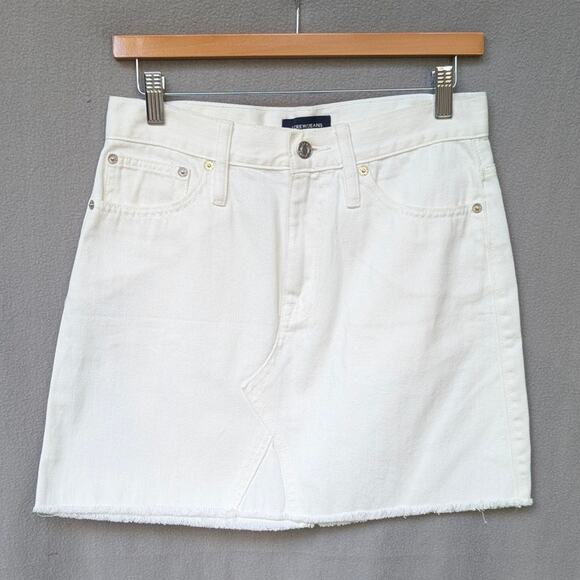 J.Crew Jeans White Denim Frayed Raw Hem Distressed Mini Skirt, size 26 - Picture 1 of 8